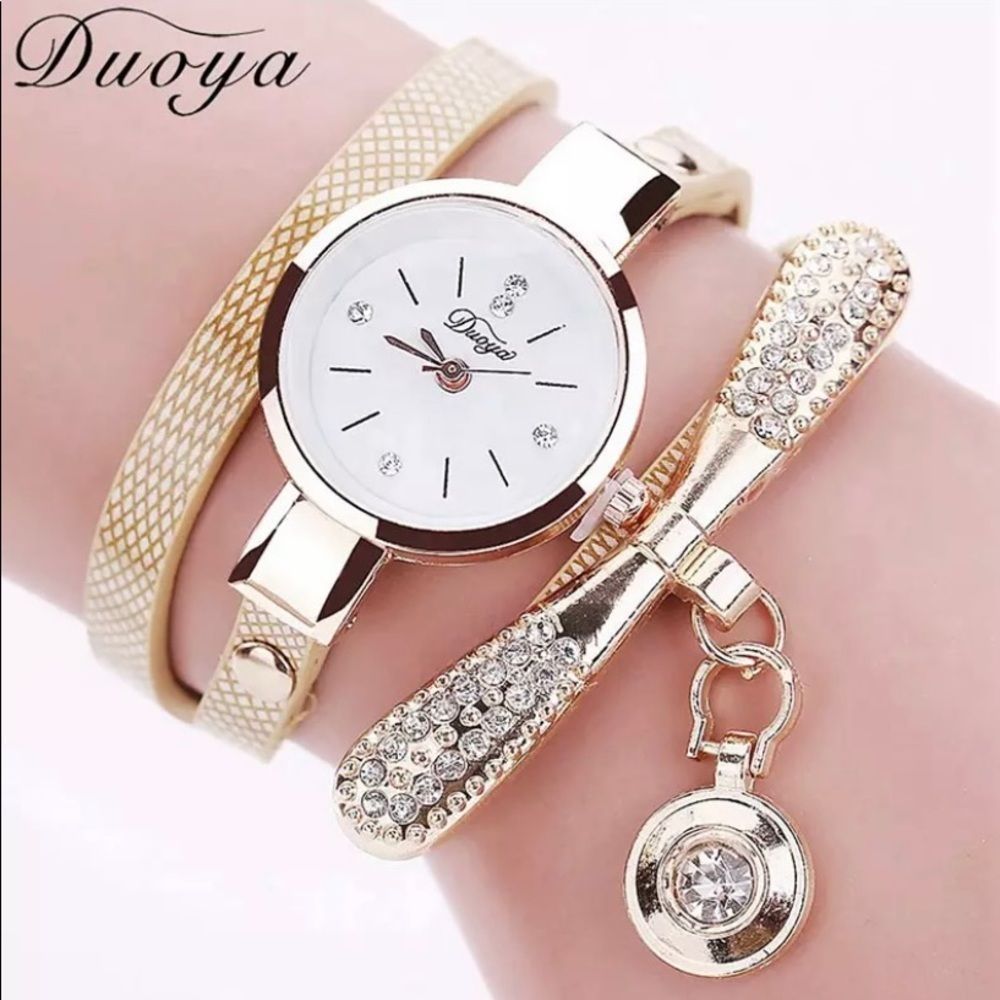 Brown Luxury Fashion Woman Watch Electronic Quartz Leather Bracelet Watch - Picture 1 of 2